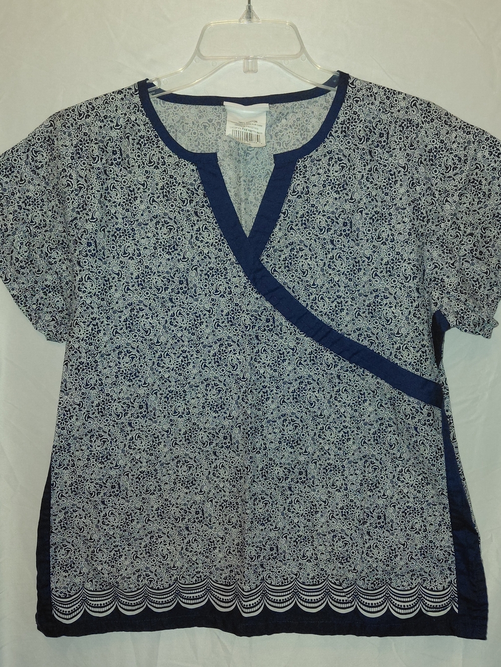 UA Scrubs Black & White Printed Wrap-Front Tunic #2417